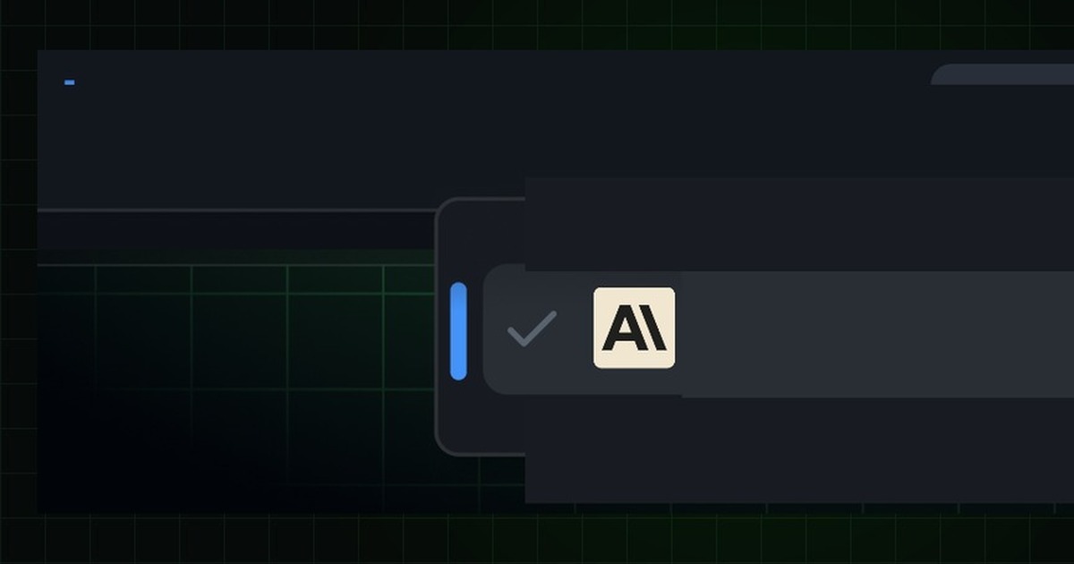Copilot model-picker UI chrome — Anthropic mark + selection (text-free)